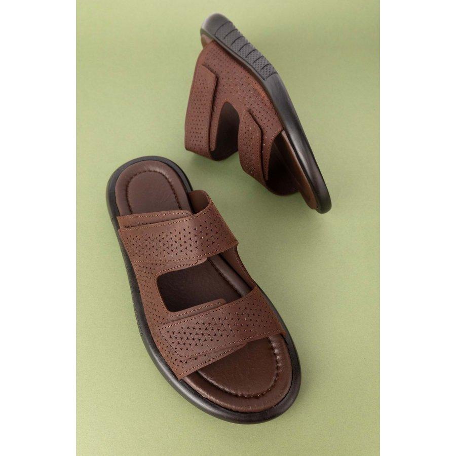 Pantofole estive casual in vera pelle da uomo