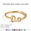 EMANCO Birthstone Initial Custom Ring Open End Ring Stainless Steel Name Custom Jewelry Women's Ring