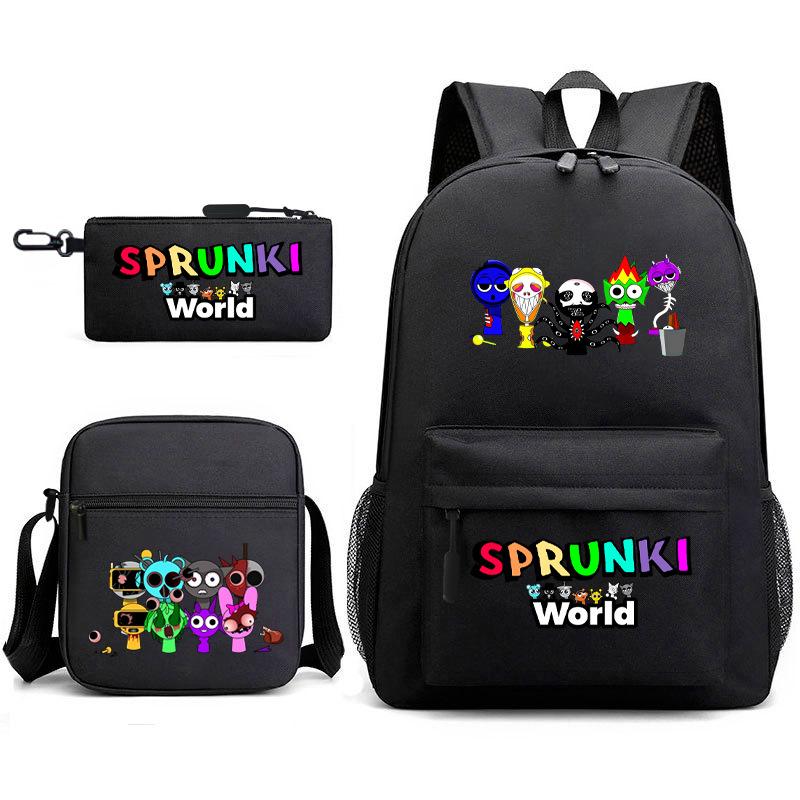 Rhythm Box Game Merchandise Elementary School Bag Sprunki Cartoon Starry Sky Backpack 3-piece Set D