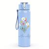 1PC Wildflower Soft Watercolor Graphic,750ml Color Plastic Sports Water Bottle,Leakproof Flip Straw Lid,Suitable for Sports Office Home Use