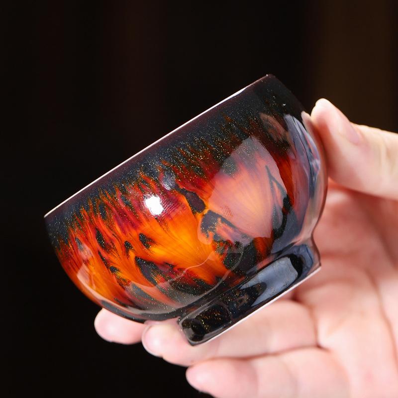 Inlaid Silver Kiln Glaze Master Cup Ceramic Teacup Kung Fu Tea Set Sterling Silver Tea Cup Jianzhan Master Cup Single Cup Tea Bowl