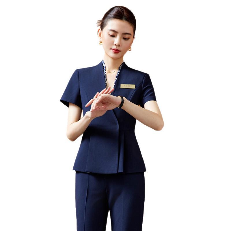 Women's Summer Elegant Suit Set - Stylish Co-ord Skirt for Beauty Salon & Jewelry Store Staff