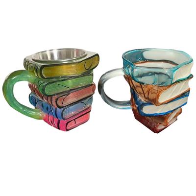 Einzigartiger Bücherstapel Kaffeetasse Kreative Trinktasse Teetasse Sammlung Geschenke für Literaturliebhaber
