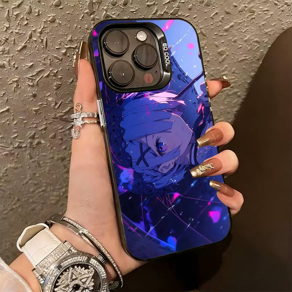 Zero Natsuki Subaru REM Phone Case For iPhone 17,16,15,14,13,12,11 Plus,Pro Max,XS,Colorful Silver Black Cover