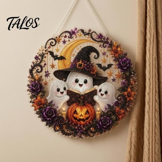DIY Diamond Art Ornaments Halloween Ghost/Owl Hanging Ornament Kit, Gem Projects Painting Suncatcher, Pendant Window Decor Creative Crafting Supplies
