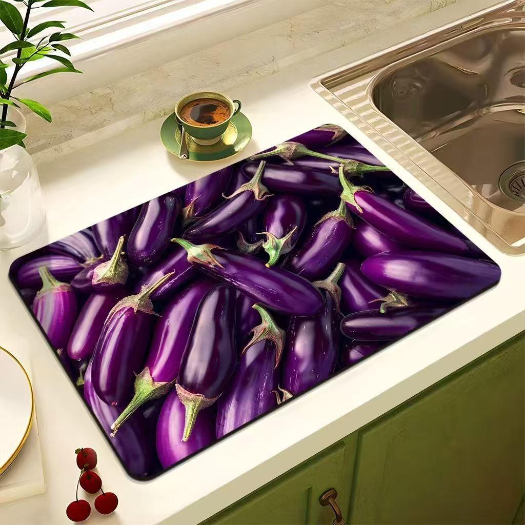 Absorbent Drain Pad Kitchen Mats Dish Drying Mat Anti-slip Tableware Placemat Coffee Rug Kitchen Supplies Retro Home Decoration