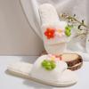 Fashion Mix Color Flower Cotton Slippers for Women Winter 2025 Slip On Open Toe Plush Slides Woman Soft Faux Fur Cotton Slippers Female