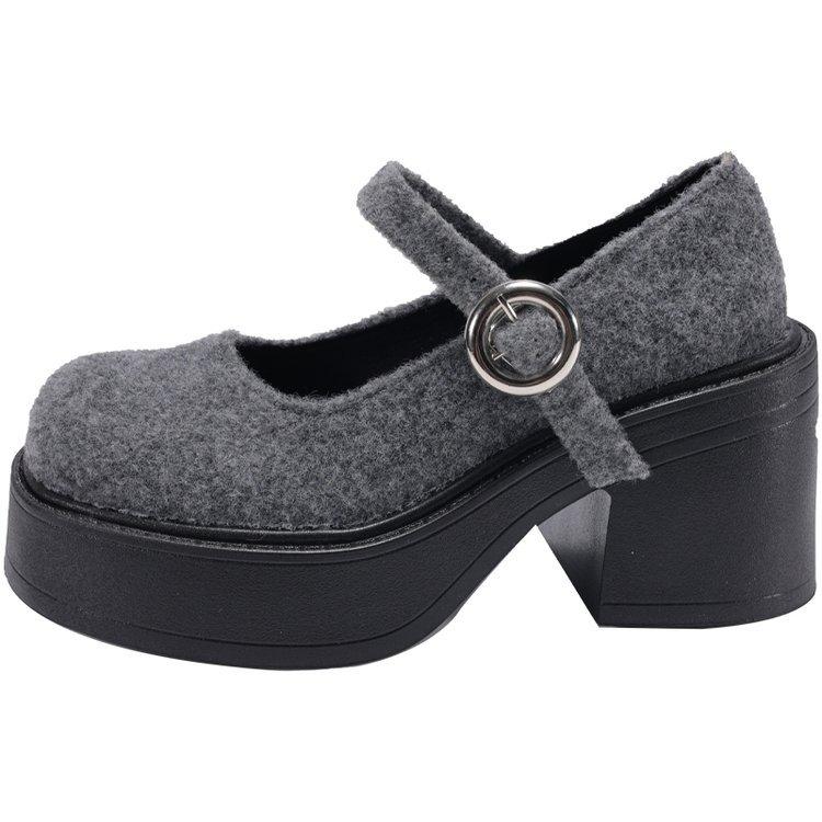 [Yushilai] Platform thick heel fashion Mary Jane shoes women's 2025 spring new French Xiaoxiangfeng high heels