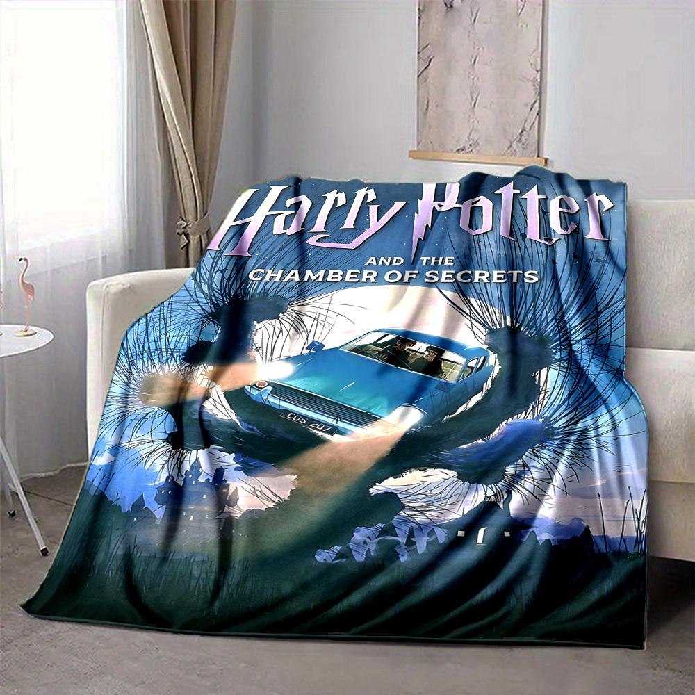 1pc Harry Potter Flannel Throw Blanket - HD Printed Lightweight Soft Warm All-Season Blanket for Sofa, Bed, Travel, Camping 015