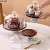 Ceramic Base Wooden Cake Tray High Footed Dessert Plate Cake Stand Display Cover Dim Sum Dish Pastry Plate Fruit Plates Bowl