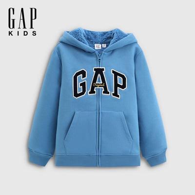 Kids' 2025 Autumn Logo Appliqué Faux Shearling Hooded Sweatshirt