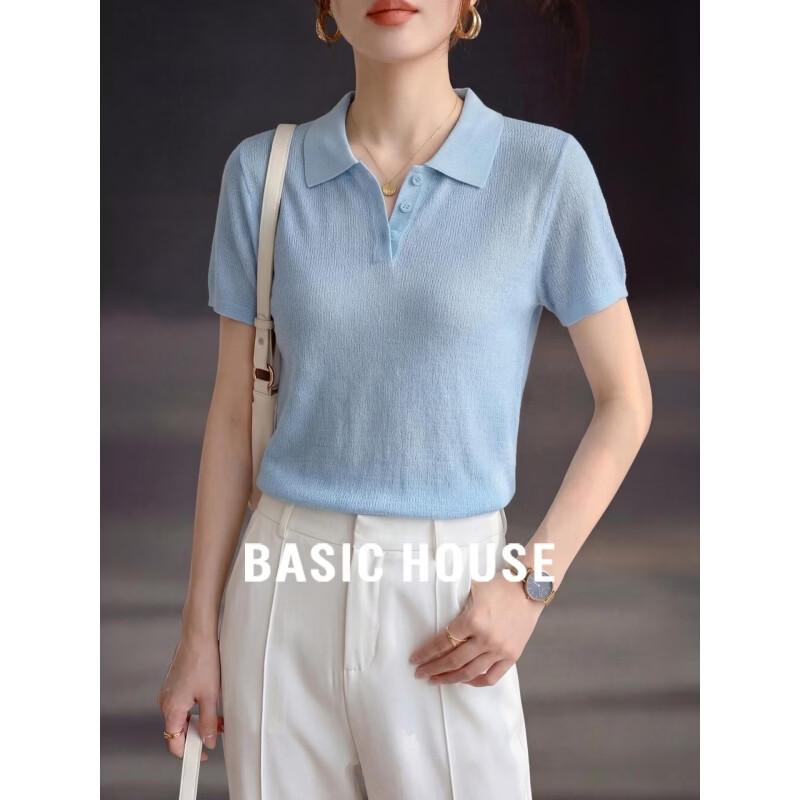 Базовая женская футболка-поло Basic House из смеси тенсела и льна One Size