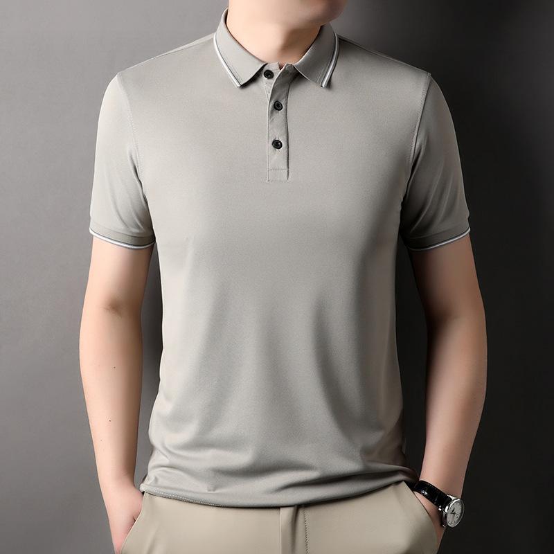 New Middle-aged Men's Short-sleeved T-shirt Summer Half-sleeved Thin Base Shirt Loose Big Size Dad Polo Shirt