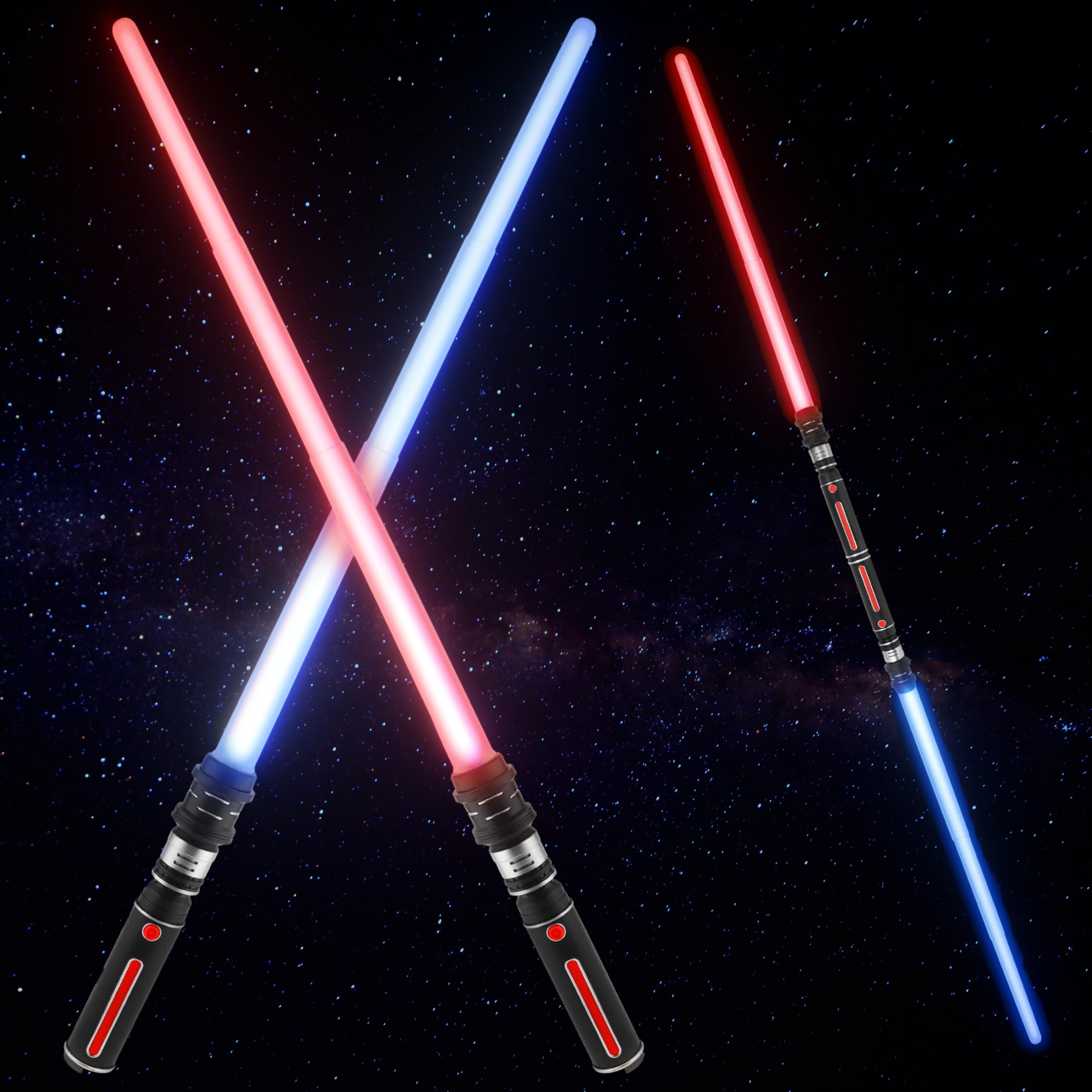 

Jinnal LED Light Saber 12 Colors Glowing Sword Telescopic Connectable 2-Piece Set Kids Christmas Gift Photography Prop Birthday Toy