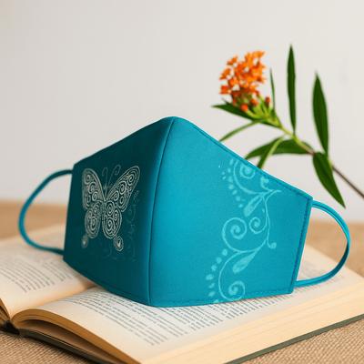 Face Mask, Reusable Cloth Blue Butterfly Adult