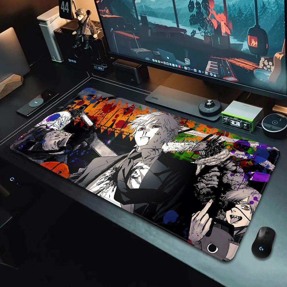 Anime Chainsaw Man Mauspade HD-Druck Computer-Gamer Verriegelungskante Rutschfestes Mauspade XXLxcm Tastatur PC Schreibtischunterlage