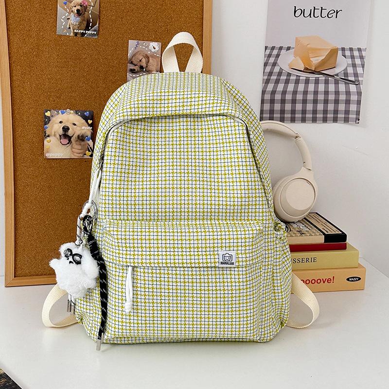 Casual small fresh plaid schoolbag female college student lightweight backpack versatile schoolbag