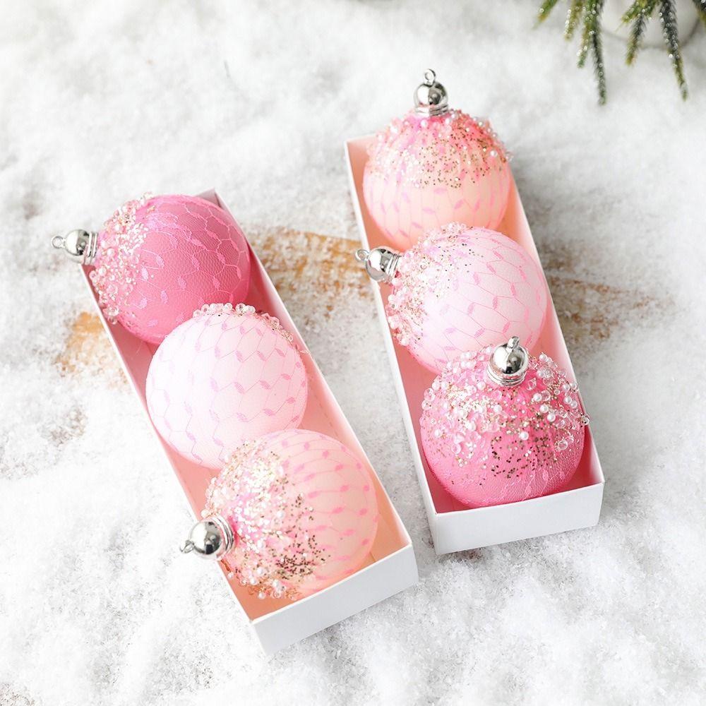 

3Pcs Plastic Christmas Spheres Pendant 8cm Christmas Ball Decoration Matte Christmas Ball New Year