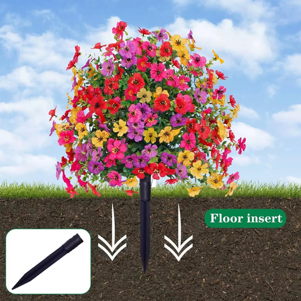 23.62 in Faux Flower Garden Stakes with Ground Stake Fake Outdoor Flowers Multicolor No Fade Easy Install for Yard Lawn Decor