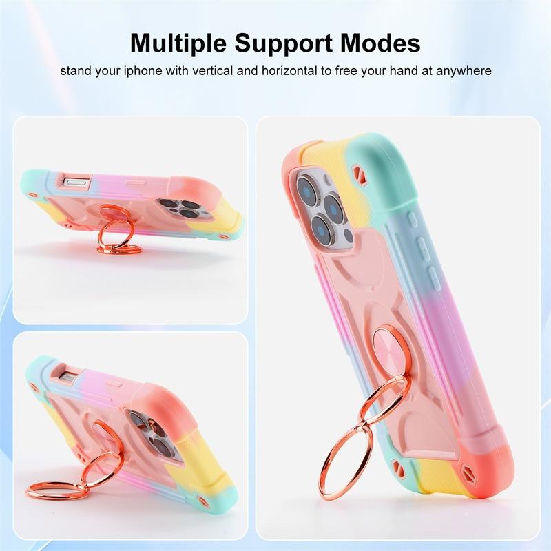 Luxury Heavy Duty Ring Holder Lanyard Case for iPhone 17 ProMax 16e PC TPU Armor Cover for iPhone 11 12 13 14 15 16 Pro Max Plus