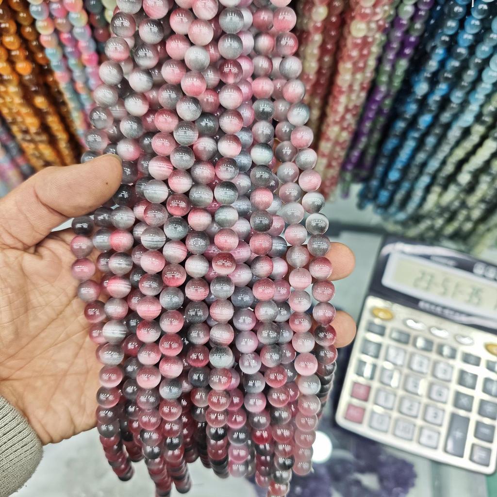 10mm Cat's Eye Stone Beads: Single, Double, Triple Color Options for DIY Jewelry Accessories.