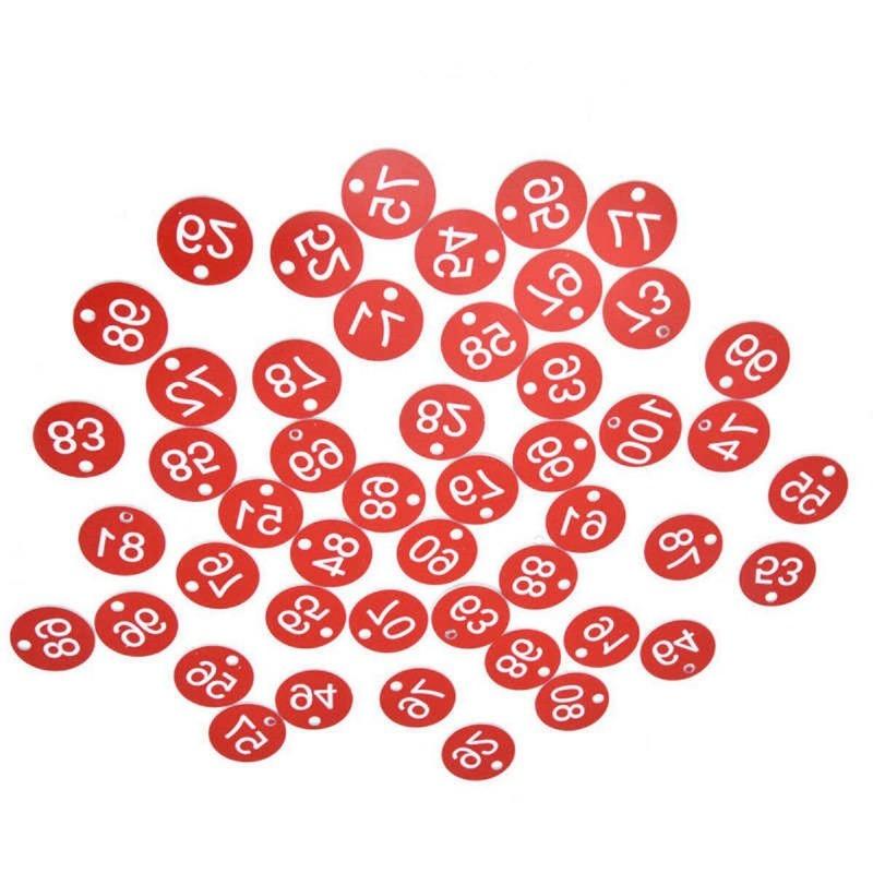 100Pcs Beehive Tags ABS Round Numbered Sign Labels with Hole Livestock Accessory Beekeeping Supply Red Bee Hive Mating Box Mark