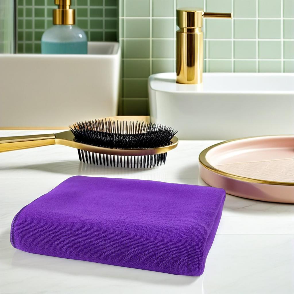 Microfiber Bath Wrap Large Quick Dry Lightweight Soft Absorbent Dark Purple for Swimming Spa Beach Camping 70x140cm