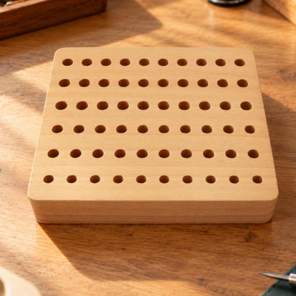 60Hole Watch Repair Tool Rack Smooth Wooden Watchmaker Sturdy for Watchmakers, Home