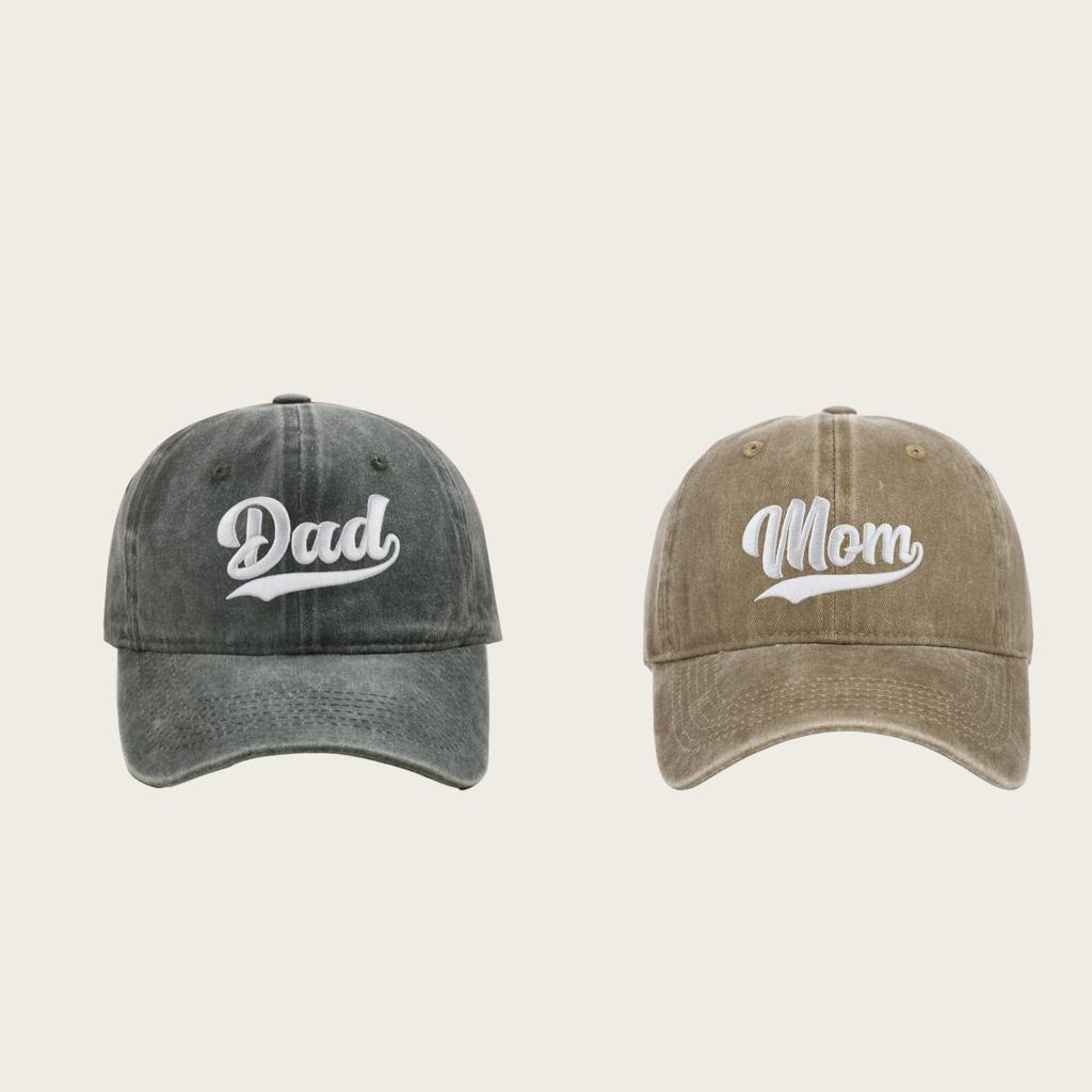 1pc Fashion DAD MOM Embroidery Baseball Caps Adjustable Couple Hiphop Baseball Hats Distressed Faded Cap Vintage Sunscreen Hats