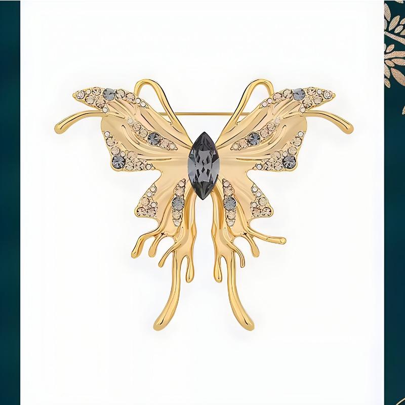 

Butterfly Brooch, High-end Women s Exquisite and Light Luxury Butterfly Brooch, Niche Design Sense and Elegant Accessory серый/золотой