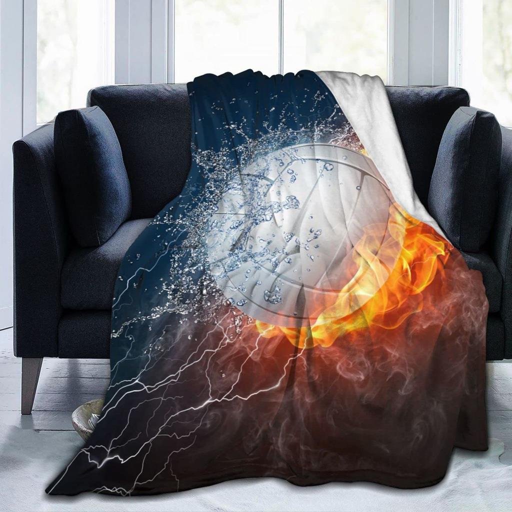 Volleyball Print Flannel Blanket Bedspread Nap Blanket Sports Theme Blanket