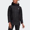 Adidas W 3S Rev Aop Oboustranná Hřejivá Péřová Bunda Střední Délky Dámská Bunda Černá FR6637