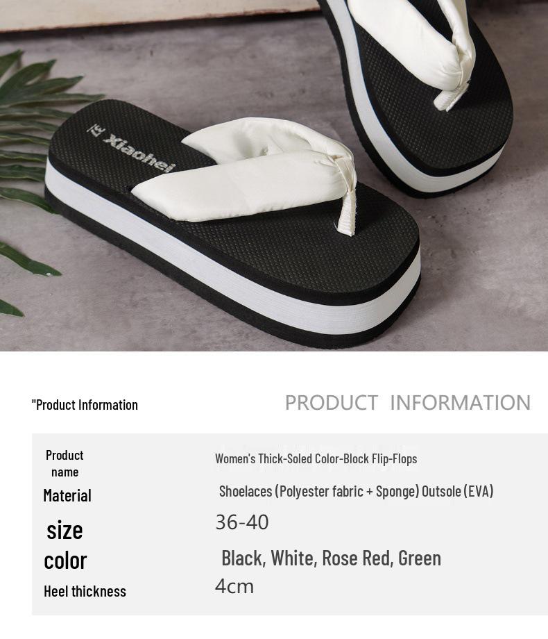 Women's High-End Thick-Soled Flip-Flops, Outdoor Summer Fashion, Color-Block Sandals