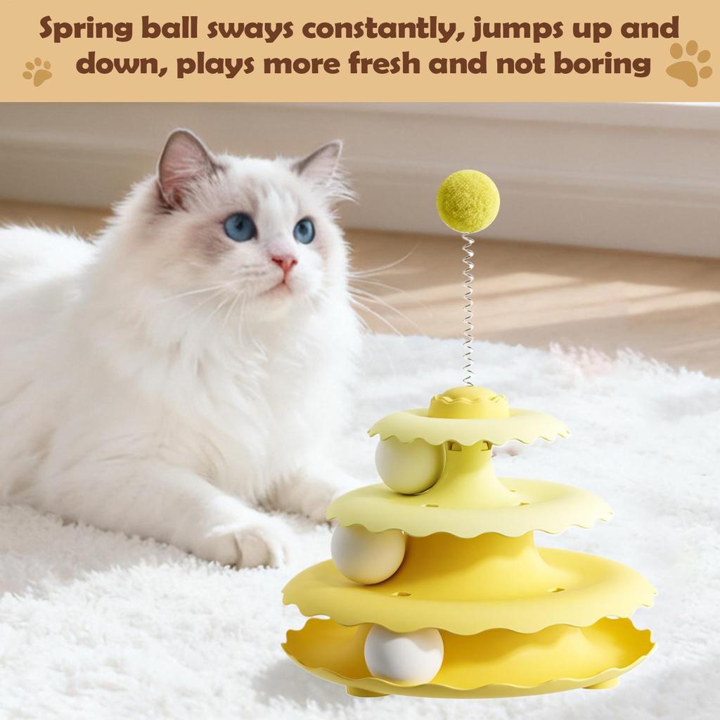 Ball Track Cat Toy 3-Level Roller Tower Cat Toy Roller For Living Room Bedroom Kitchen Porch Entryway Apartment Corner Play Area