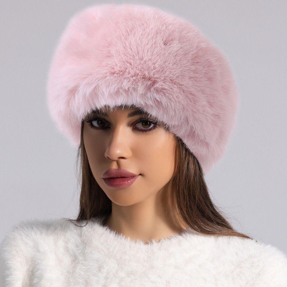 Warm Artificial Fur Hat Ear Flaps Plush Hat Personality Ear Protection Hat  Streetwear