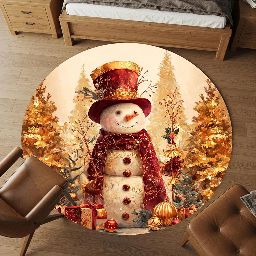 1PC snowman winter Office Round Area Rug, Under Office Chairs Bedroom Living Room Home Decor, Carpet for Office -1110150