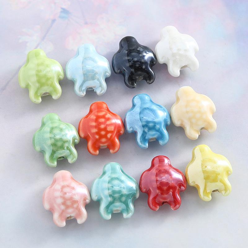 10Pcs Ceramic Turtle Beads Spacer Loose Bead For Jewelry Making Diy Bracelet Necklace Accessories