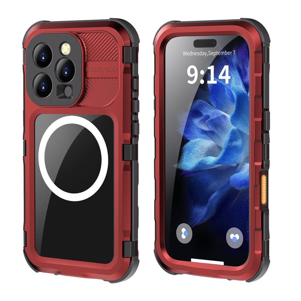 

Военный противоударный водонепроницаемый чехол 12 футов для iPhone 14 15 16 Pro Max со встроенной защитой экрана и объектива камеры, IP68 водонепроницаемый For iPhone 14 Pro красный