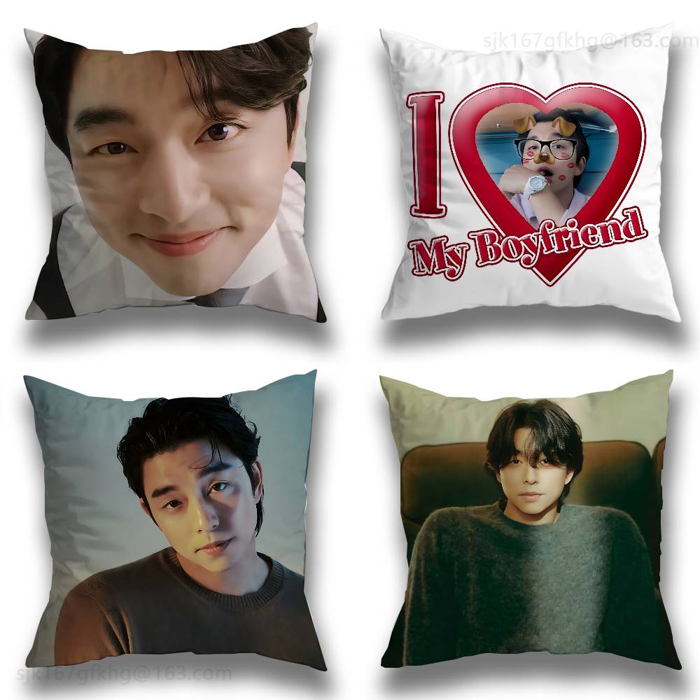 Customize G-Gong Yoo Pillow Case Anti-dustmite Pillowcase Invisible zipper silky short plush Sofa cushion cover
