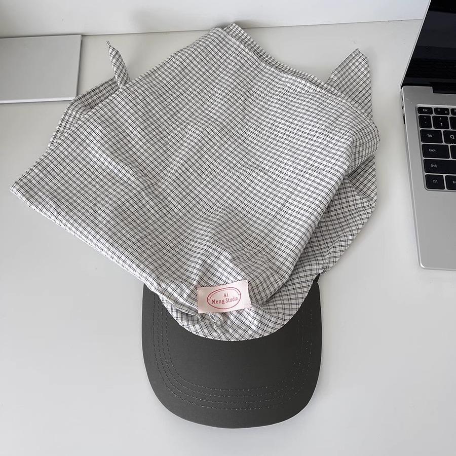 Korean Ins Blogger Plaid Hijab Cap Children 25 Spring Summer Babes Strap Cap Baseball Cap
