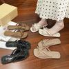 Retro Slippers For Women In Summer, Anti Slip Bow Sandals For Outdoor Wear, Single Shoe