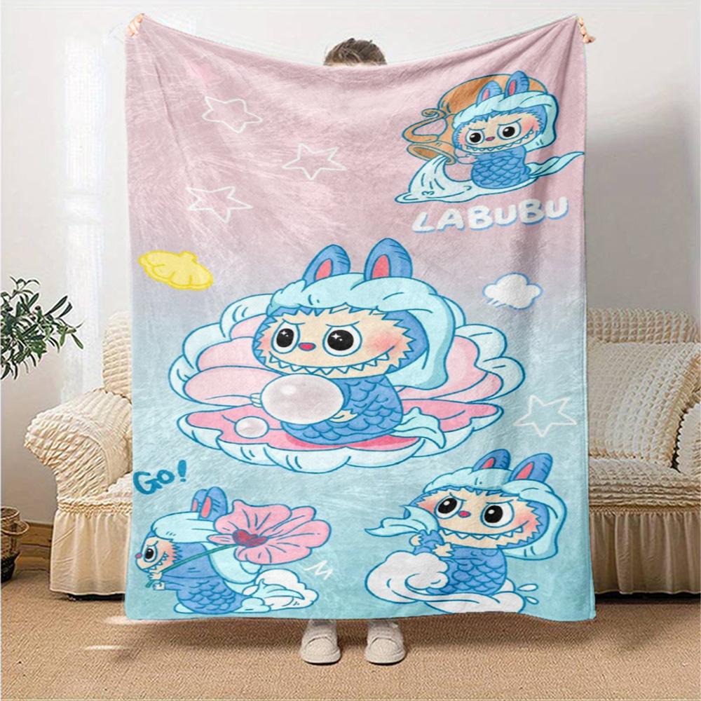 Labubu Blanket Durable Comfort Great For Bed Office Chair Seaside Four Seasons Universal Digital Print Birthday Christmas Gift Blanket