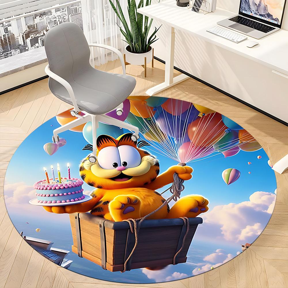 1pc Garfield Balloon Chair Carpet for Office Non Slip, Machine Washable Rug for Office, Room Holiday Decor for Christmas, Birthday Polyester