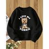 European Sizes Kids' Round Neck Hoodie Fashion Print Versatile Top