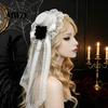 Festival Party Hair Piece Gothic Halloween Headdress with Rose And Chain Decoration, Mini Bowler Hat, Retro Clip Small Top Hat for Cosplay Masquerade