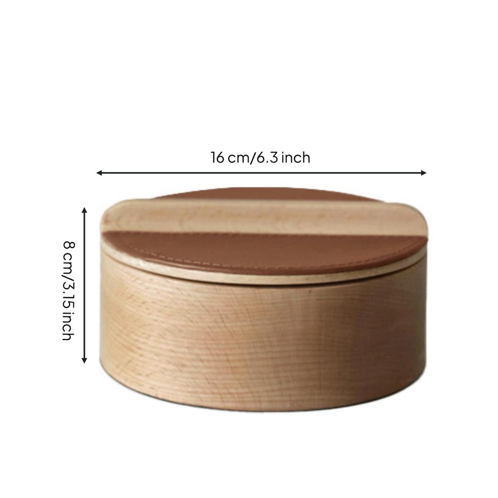 Solid Wood Storage Box Snug Lid Round Lifting Strip Cylindrical Wooden Jar