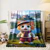 Scottish-themed cat in tartan attire, set in a scenic highland landscape. for all seasons blanket lunch break throw gift