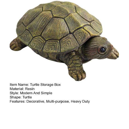 Simulation Turtle Jewelry Storage Box with Lid Resin Tortoise Trinket Keys Organizer Container Animal Statue Figurine Desktop Decoration Ornament