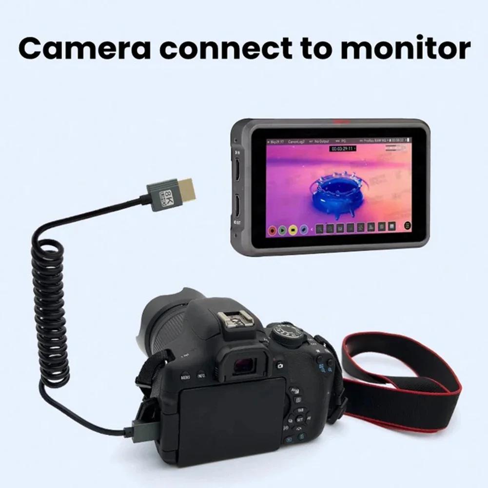 8K HDMI-Compatible To HDMI-Compatible Coiled Cable 48Gbps HDMI-Compatible To Mini/Micro HD Cable for Camera/Camcorder/PC/Monitor