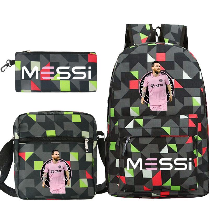 Football Player Peripheral Printing Primary And Secondary School Schoolbag Three-Piece Children'S Backpack